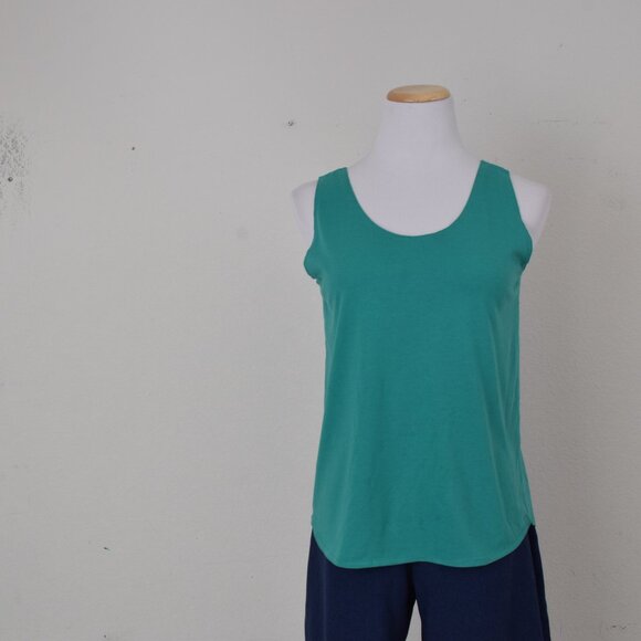Vintage 80s Green Cotton/Poly Tank Top‎ | size L - Picture 2 of 12